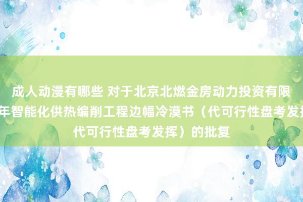 成人动漫有哪些 对于北京北燃金房动力投资有限公司2024年智能化供热编削工程边幅冷漠书（代可行性盘考发挥）的批复