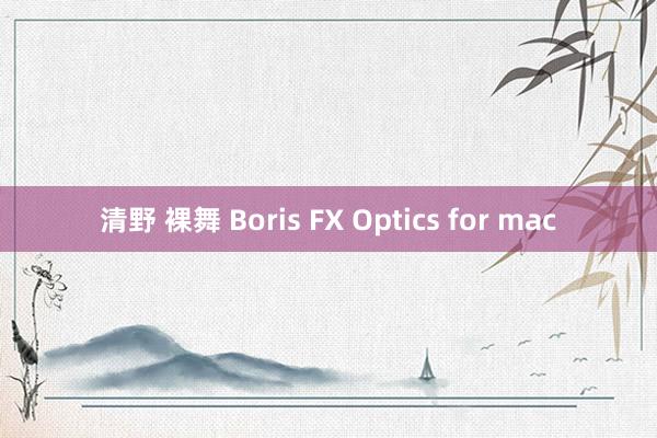 清野 裸舞 Boris FX Optics for mac