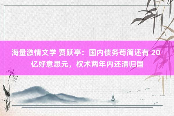 海量激情文学 贾跃亭：国内债务苟简还有 20 亿好意思元，权术两年内还清归国