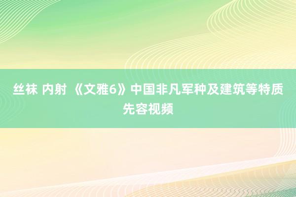 丝袜 内射 《文雅6》中国非凡军种及建筑等特质先容视频