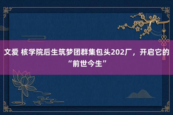 文爱 核学院后生筑梦团群集包头202厂，开启它的“前世今生”